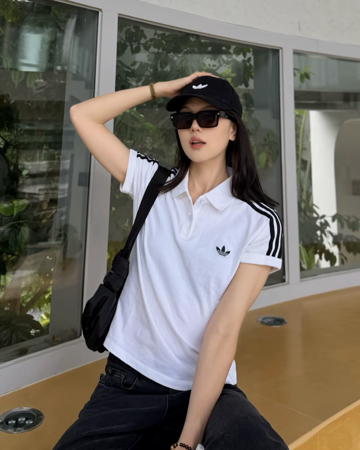 ADIDAS ORIGINALS 白色 POLO衫 三線 修身 短TEE 短袖 上衣