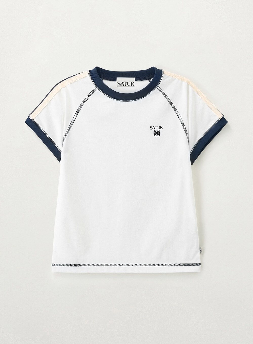 SATUR Lawton Stitch Ringer T-Shirt - White
