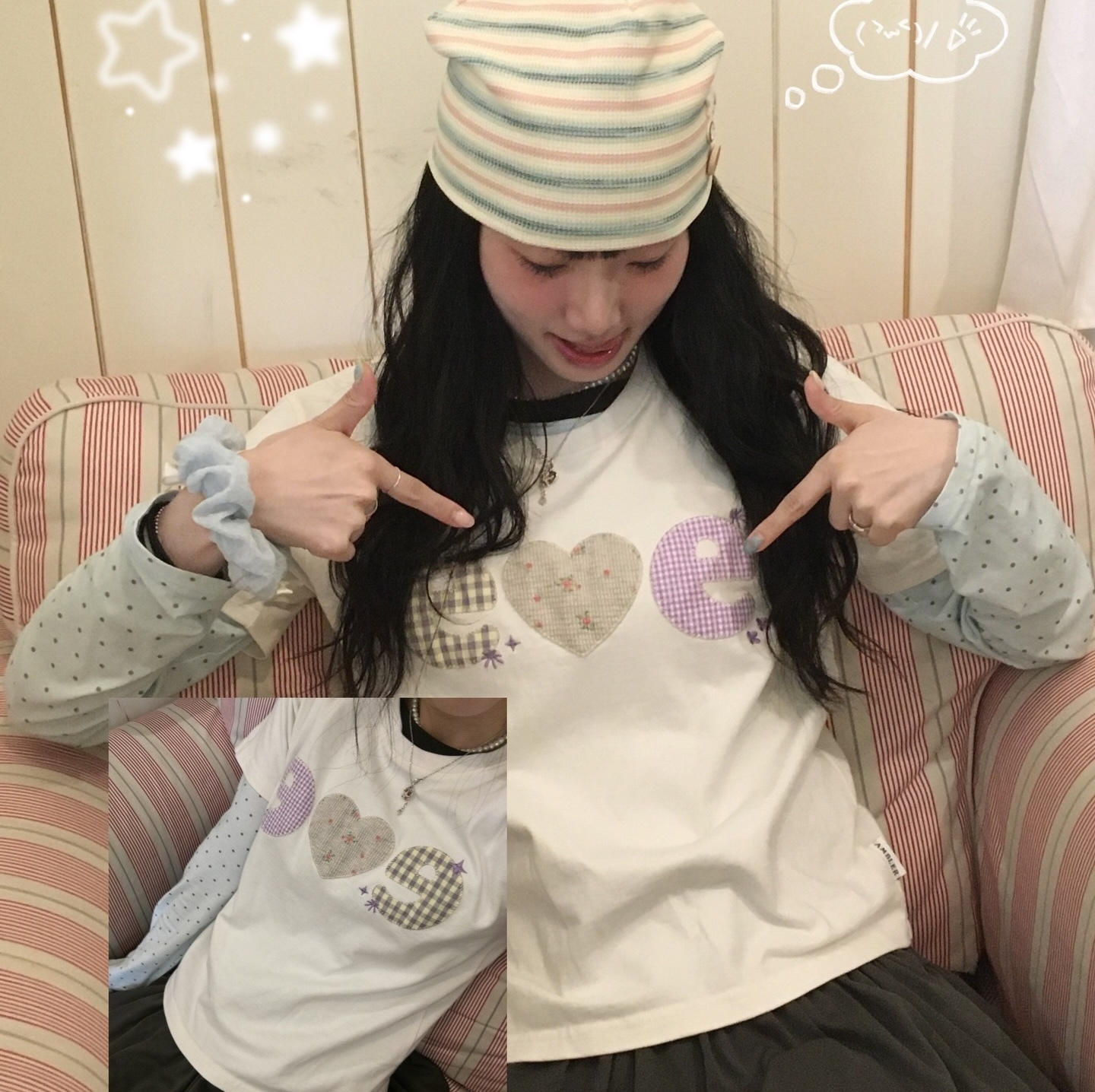 韓國代購｜AMBLER Check Flower Graphic Tee (3 Colours)