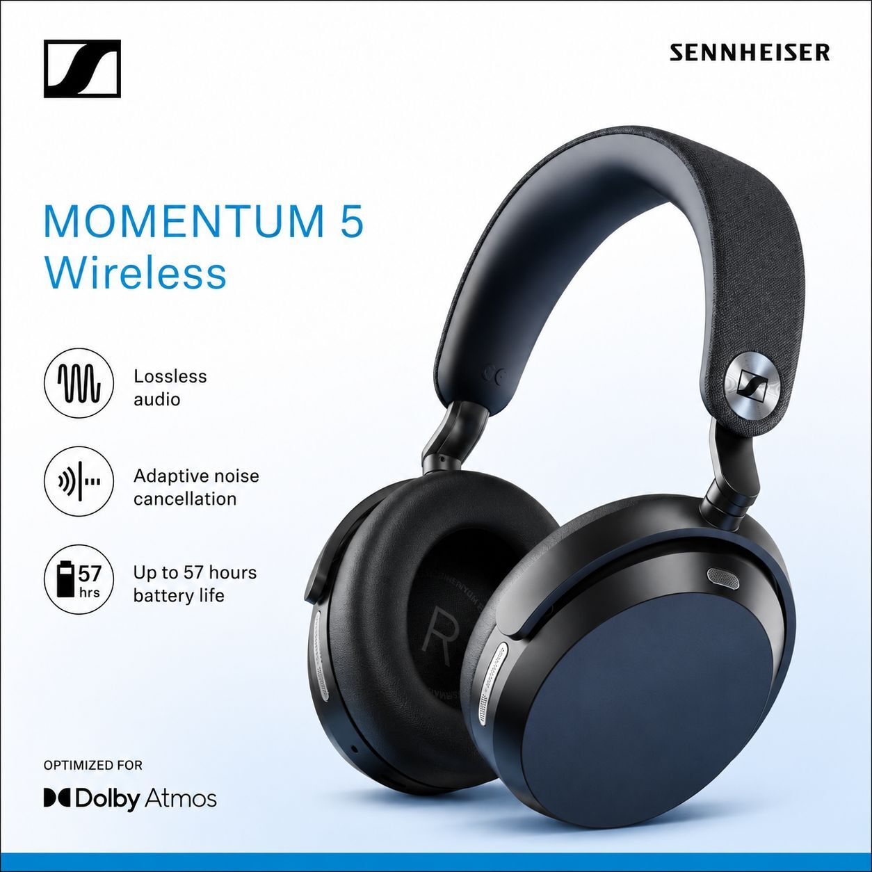 【接受訂購】Sennheiser Momentum 5 無線耳罩耳機｜主動降噪高音質體驗