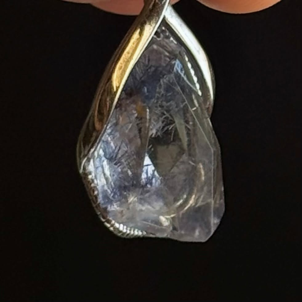 [原石] 半寶石級 藍線石 925銀項鏈吊墜
