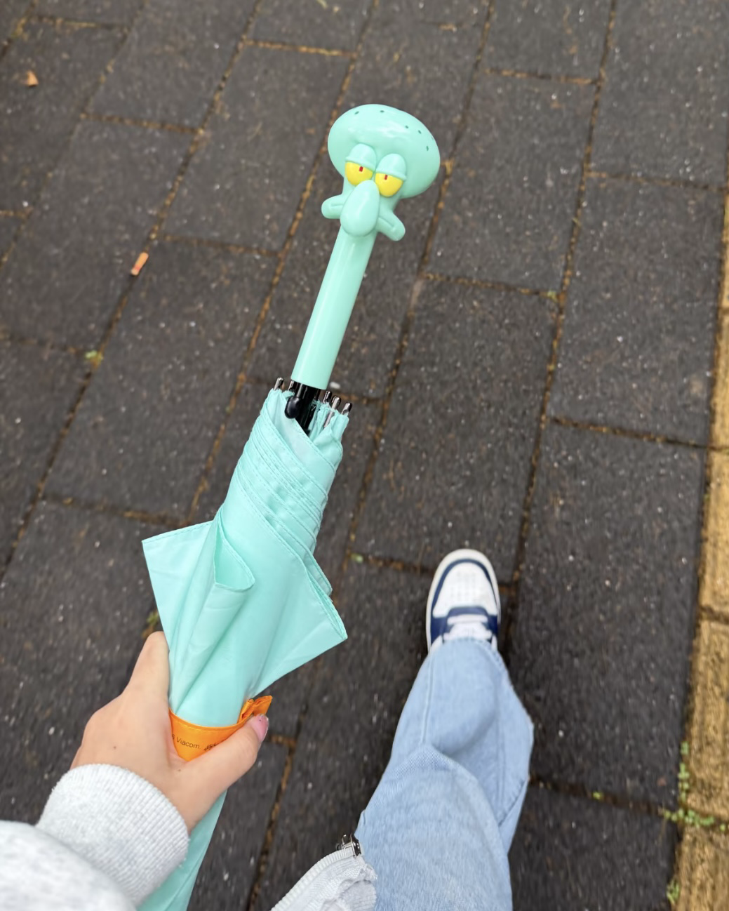 <正版授權>海綿寶寶 章魚哥 可自立 長柄雨傘 直骨傘