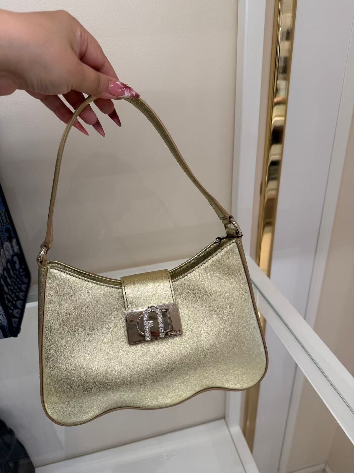 【預購】 Furla  H051635 1927 Wave 金色小肩背包