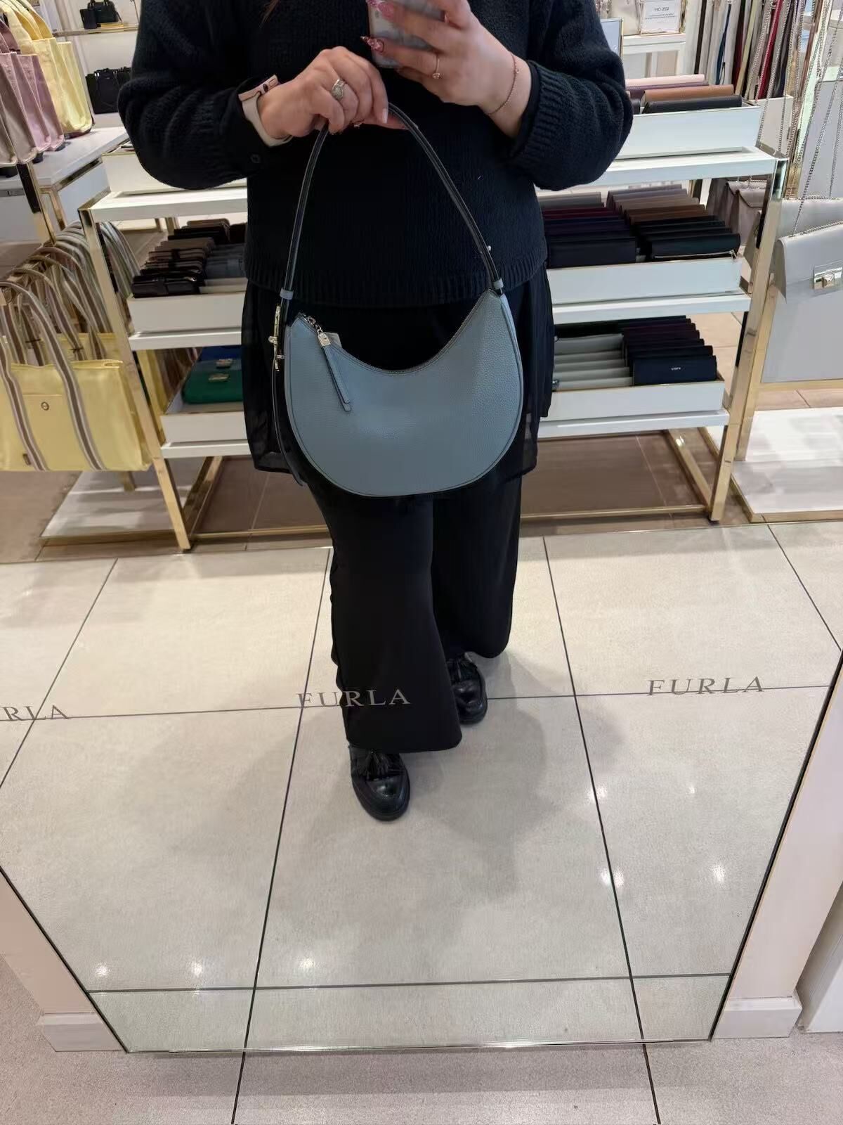 【預購】 Furla  H051637 Mialuna 淺藍色斜挎包