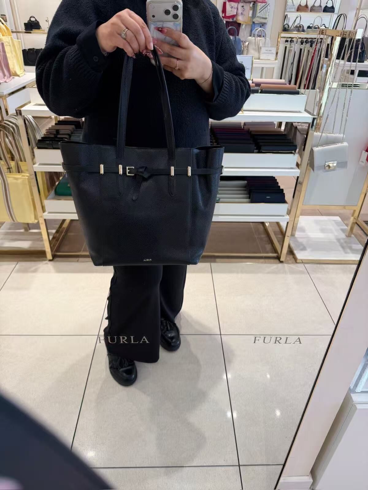 【預購】 Furla  H051651 Aura 黑色托特包