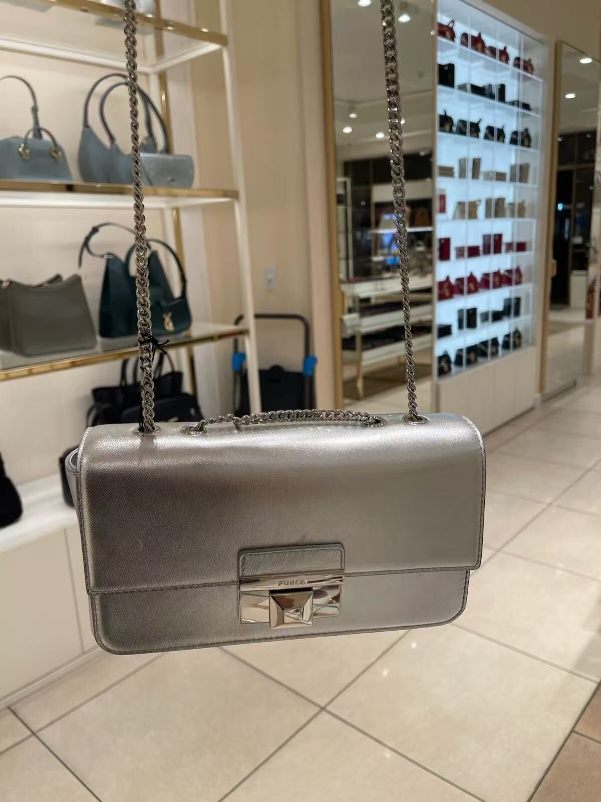 【預購】 Furla  H051662 Venere 銀色鏈條斜挎包