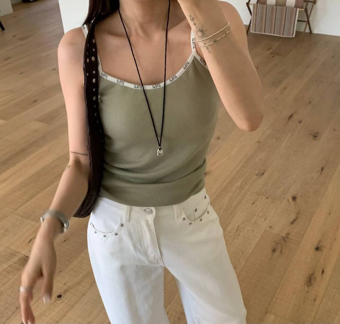 滾字邊細帶BRA TOP