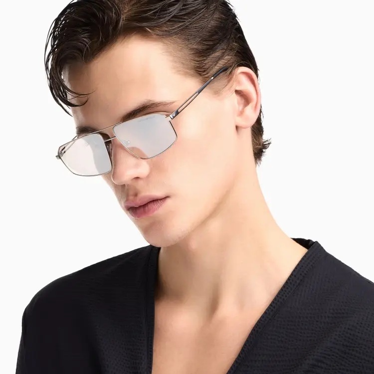 【EMPORIO ARMANI】EA2173 30458V-59mm 太陽眼鏡(霧光銀色|清澈鏡面銀色)