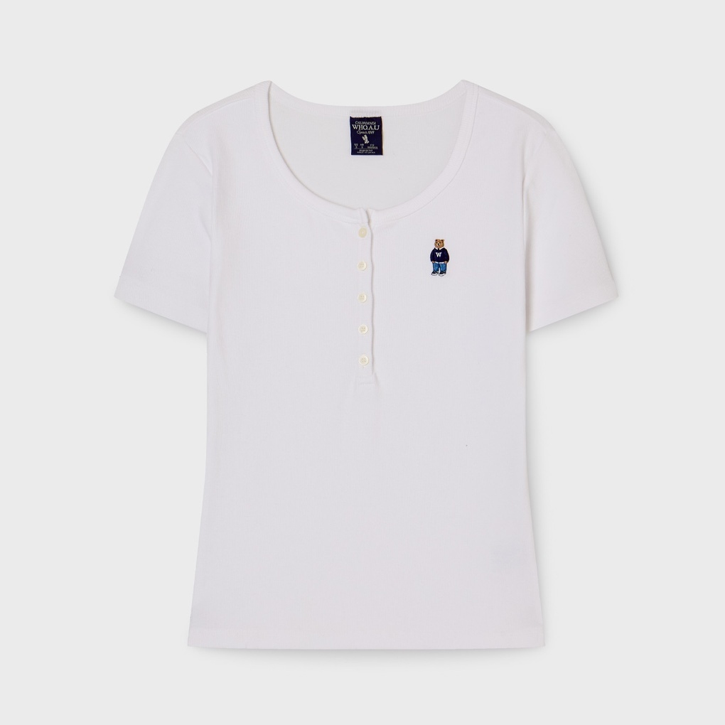 WHO A U - Steve Ribbed Henry Neck T-shirt[B] *5色* (WHRAG2452F)