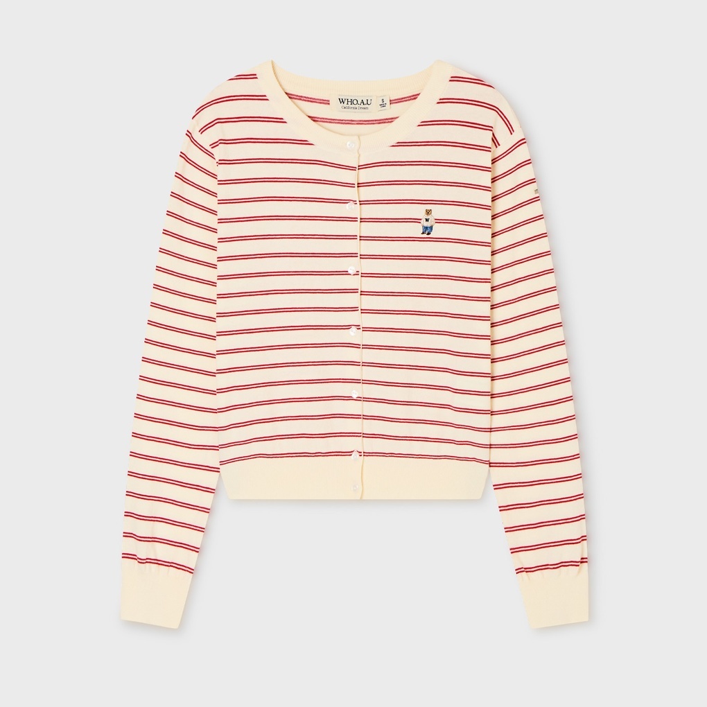 WHO A U - Steve Stripe Cardigan *2色* (WHCKG2332F)