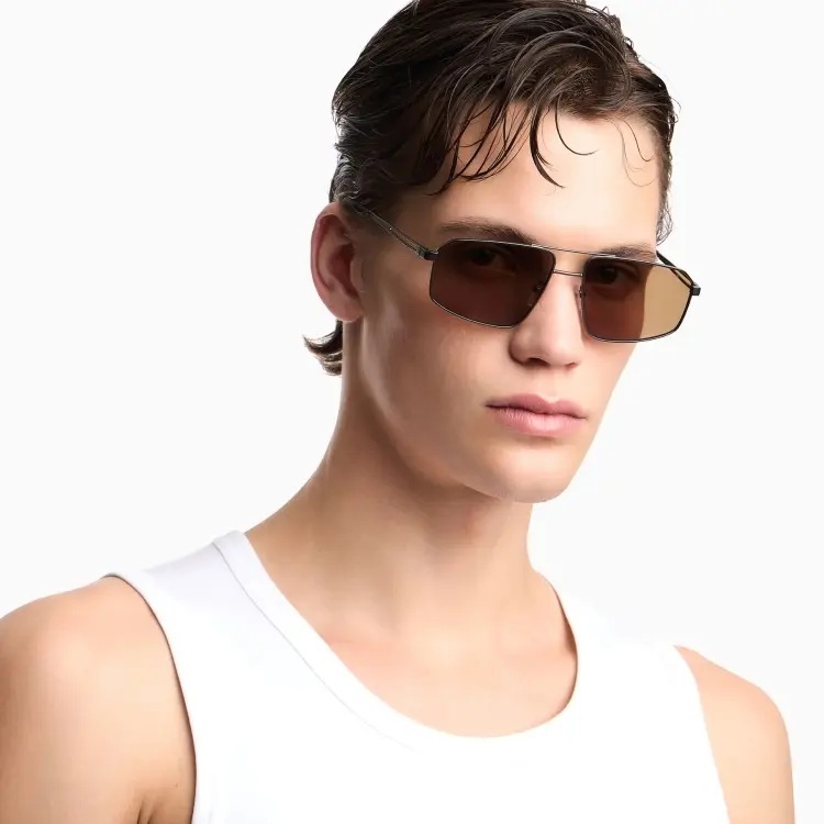 【EMPORIO ARMANI】EA2173 303273-59mm 太陽眼鏡(拉絲霧光槍管灰色|深啡色)