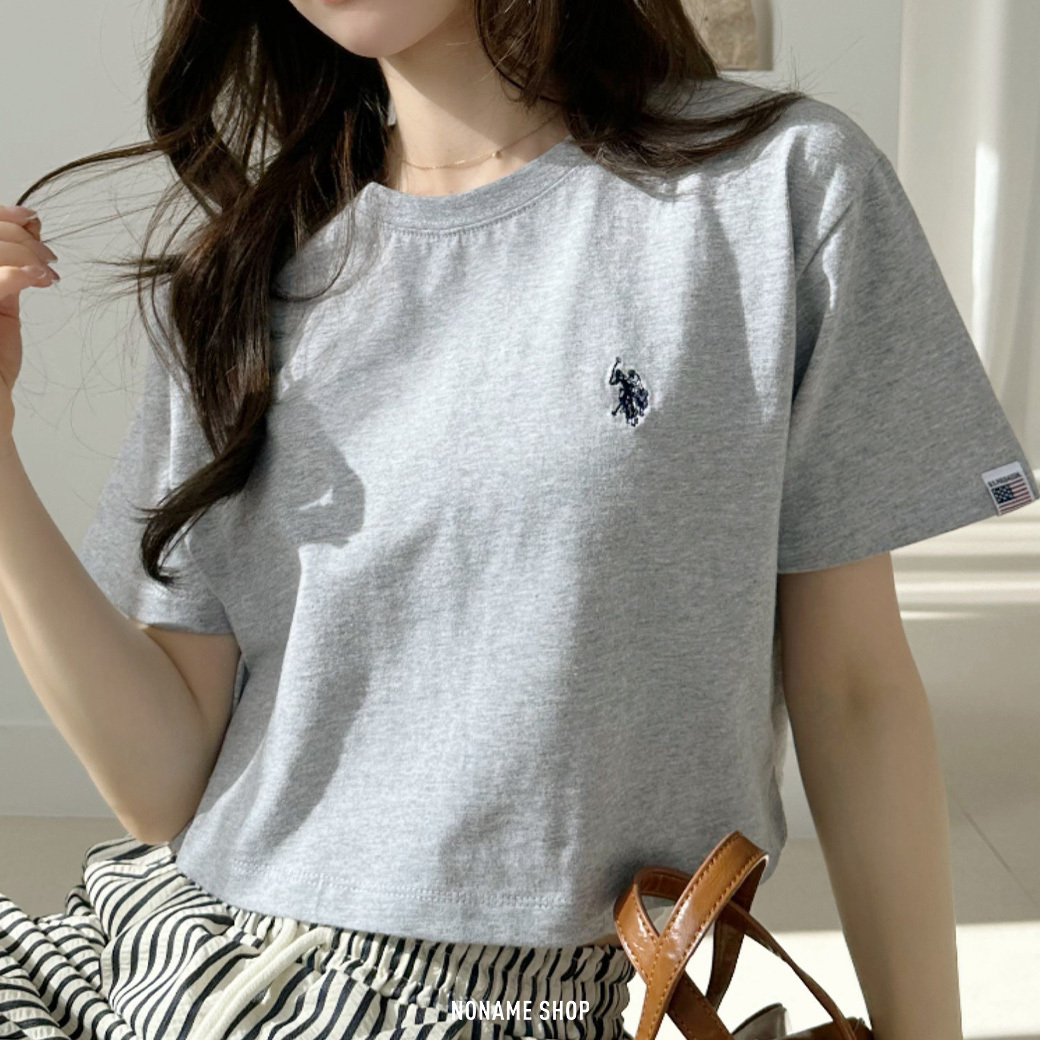U.S. POLO ASSN 刺繡 LOGO 短版 短袖 九色 (女款)