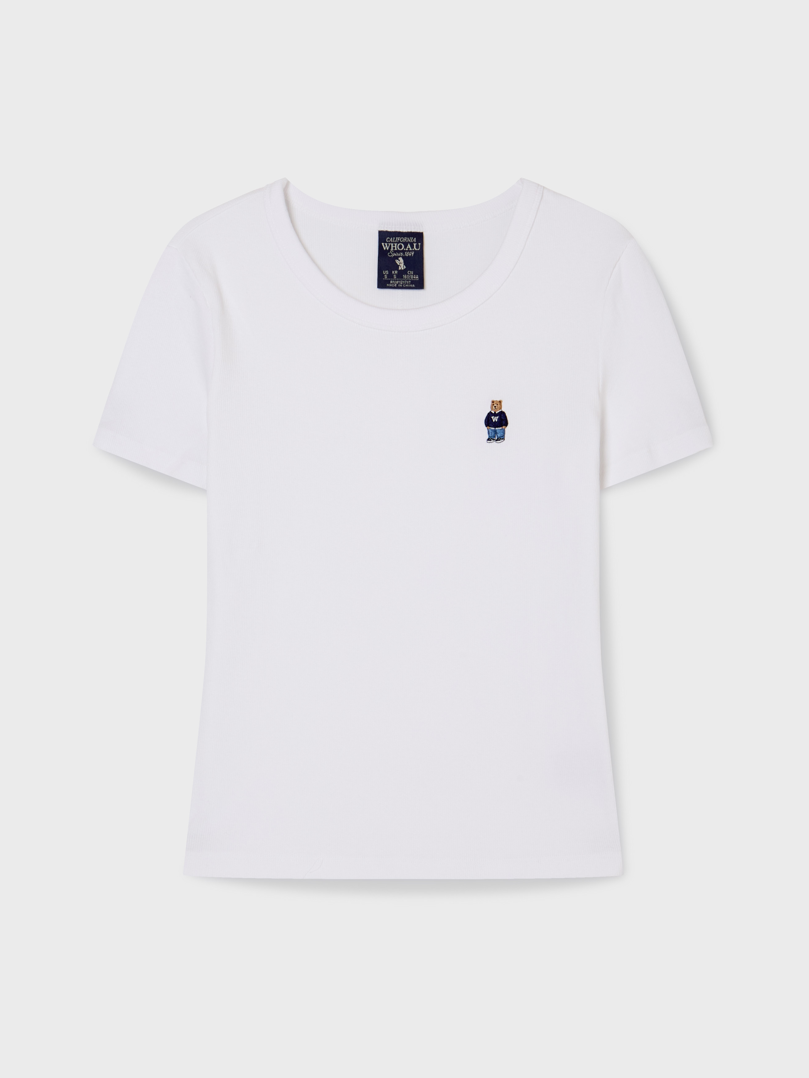 WHO A U - Steve Ribbed Short Sleeve T-shirt[B] *4色* (WHRAG2451F)