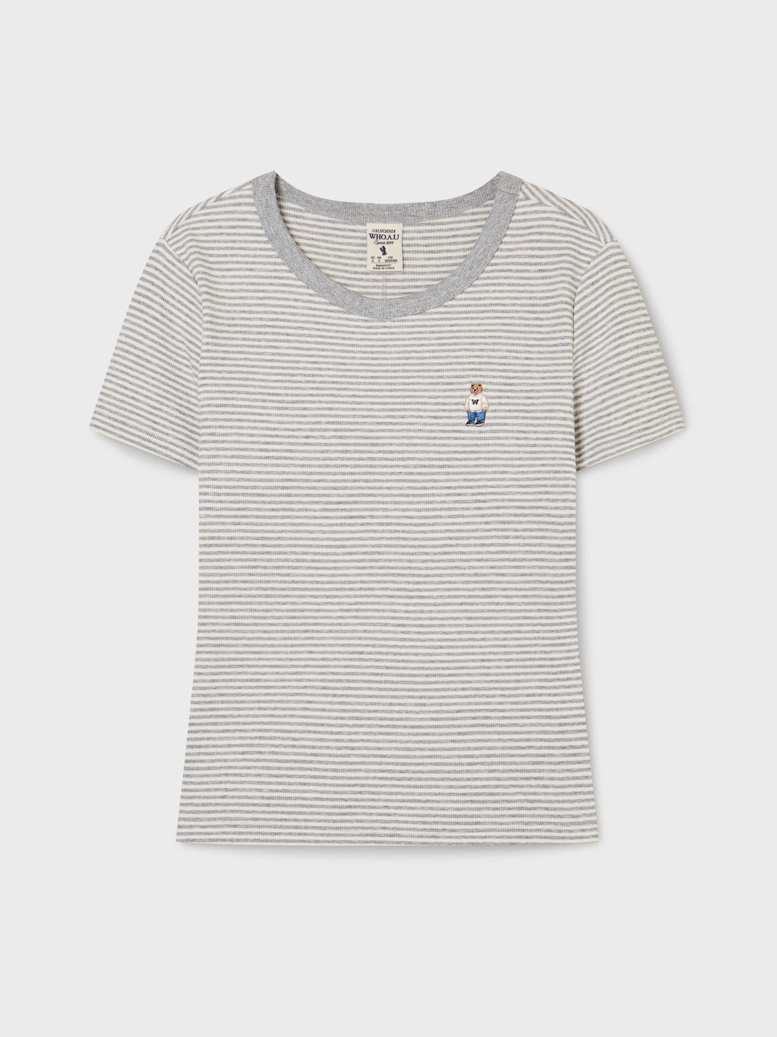 WHO A U - Steve Ribbed Short Sleeve T-shirt[B] *4色* (WHRAG2451F)