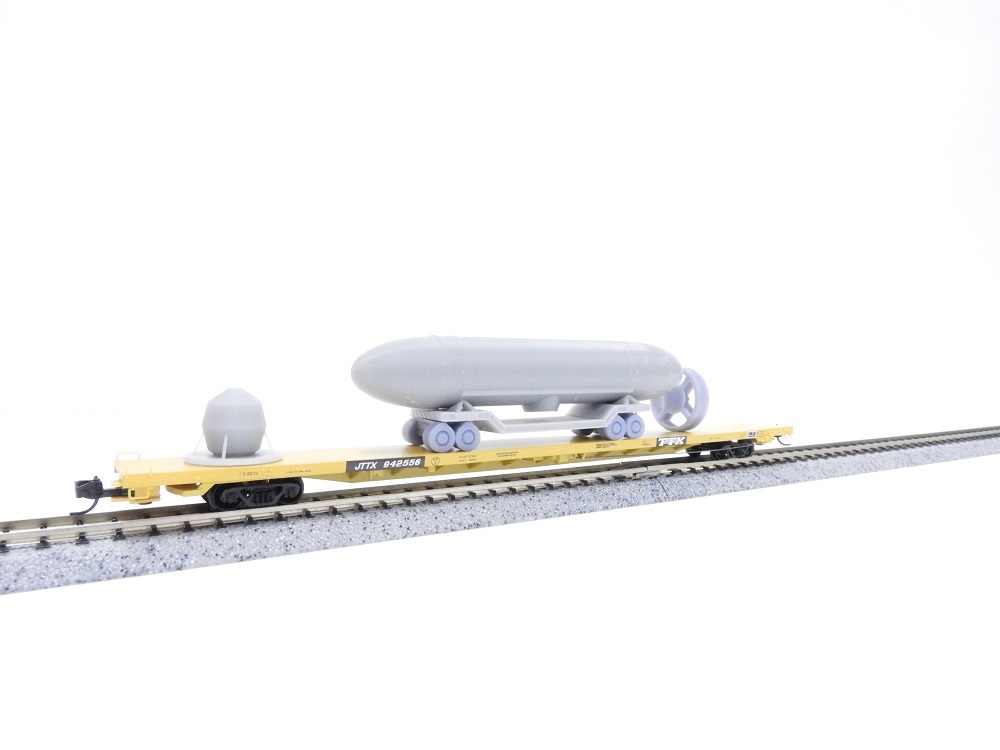 Kato 03107100940 N規 89英尺平板車TTX，配備深海救援訓練車
