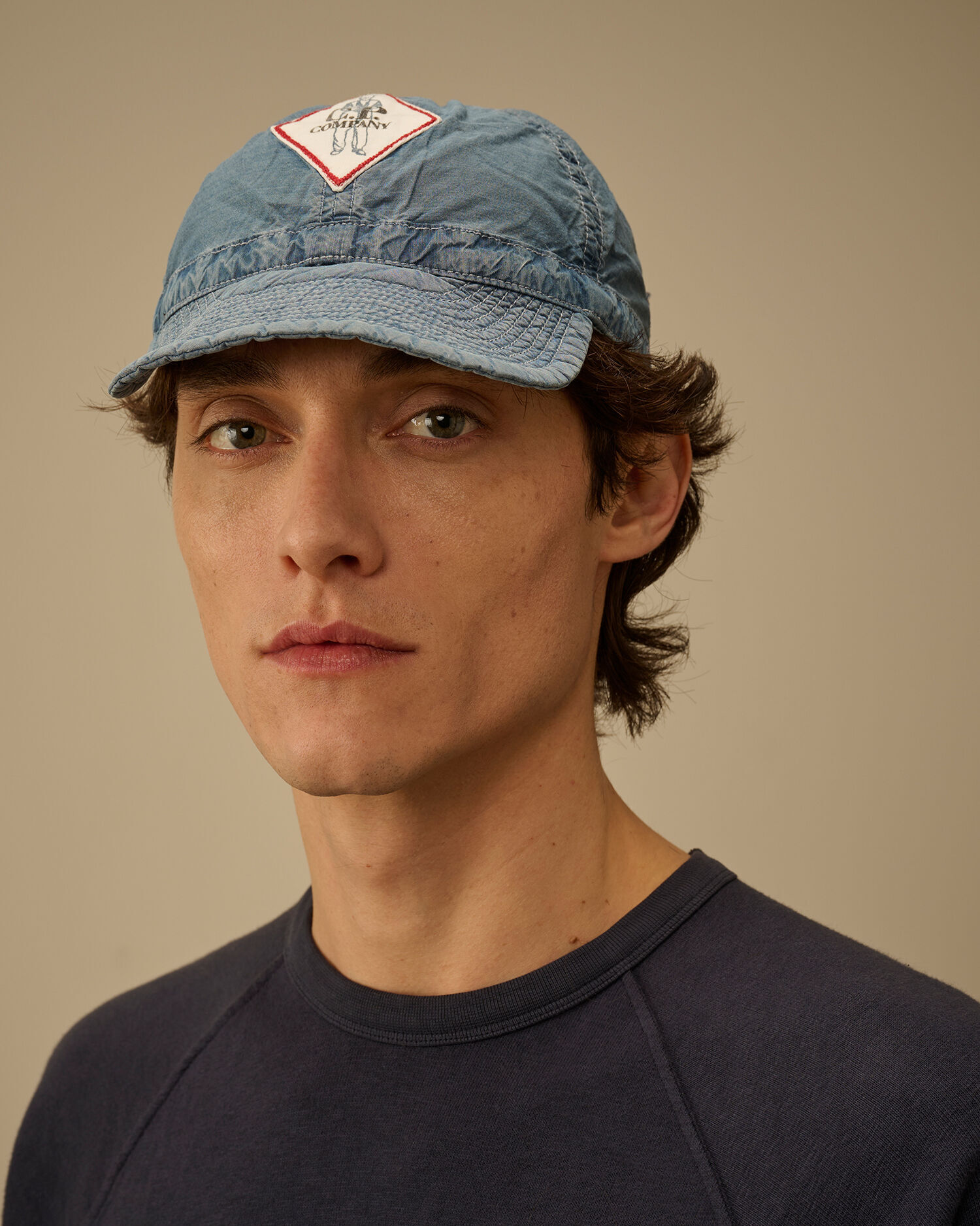 【代購】CP COMPANY 50 Fili Indigo 漂白水洗老帽 復古棒球帽