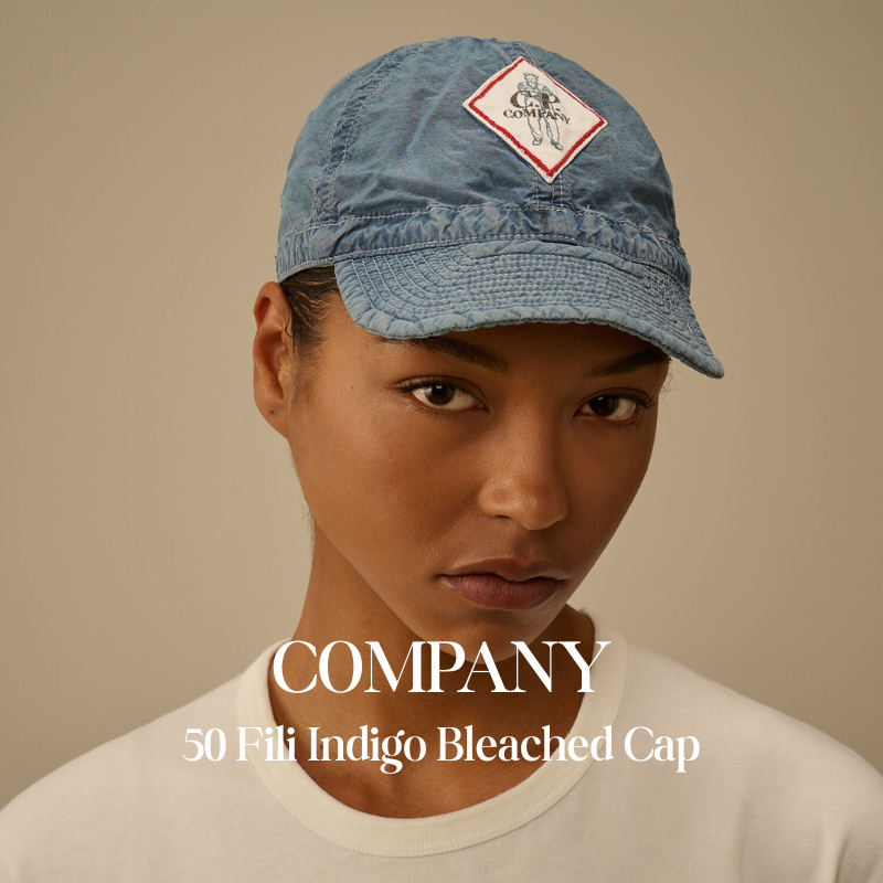 【代購】CP COMPANY 50 Fili Indigo 漂白水洗老帽 復古棒球帽