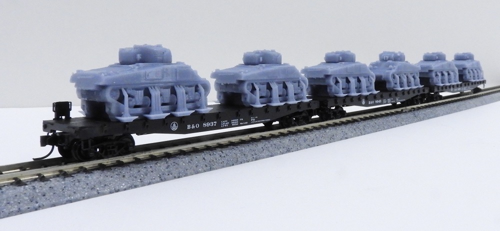 Kato 0398302218 N規 平板貨車搭配B&O謝爾曼坦克（3輛套裝）