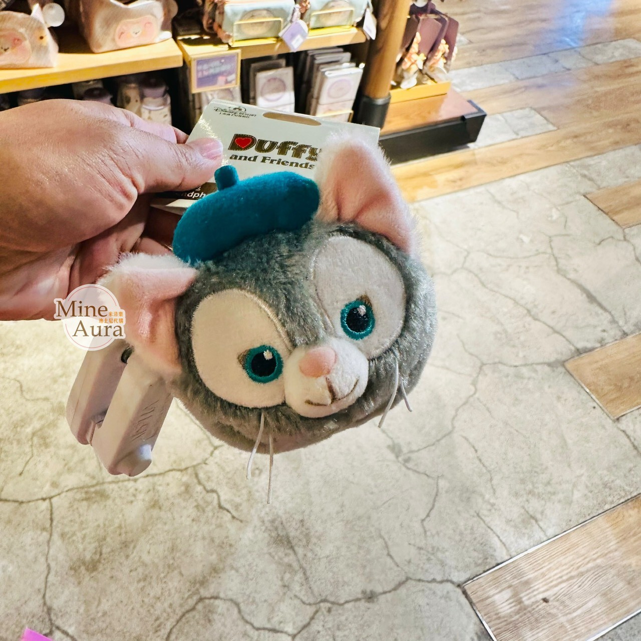 傑拉托尼 畫家貓 Gelatoni 絨毛大頭 造型 耳機包 收納包 -上海迪士尼樂園