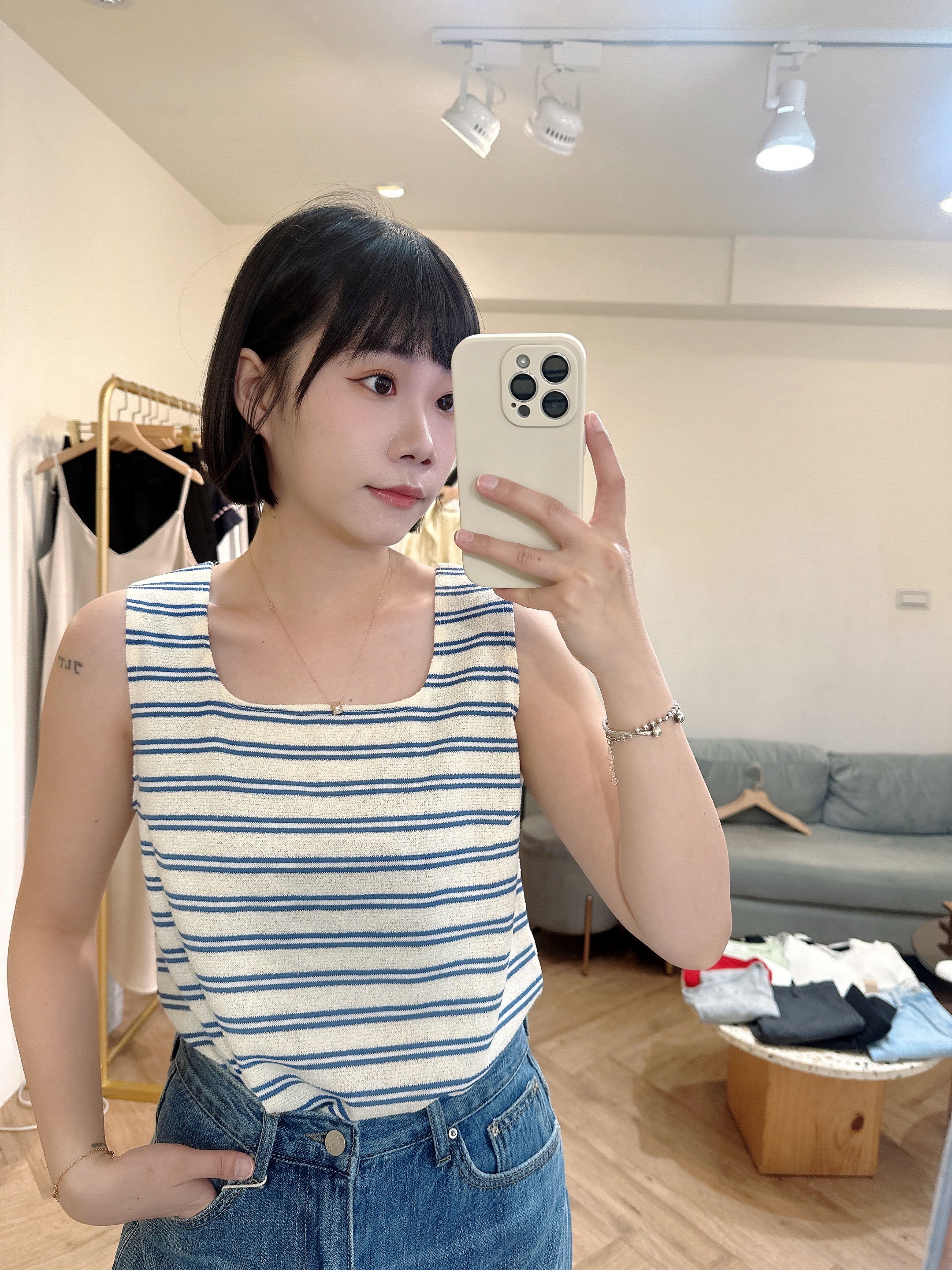 條紋毛巾布背心