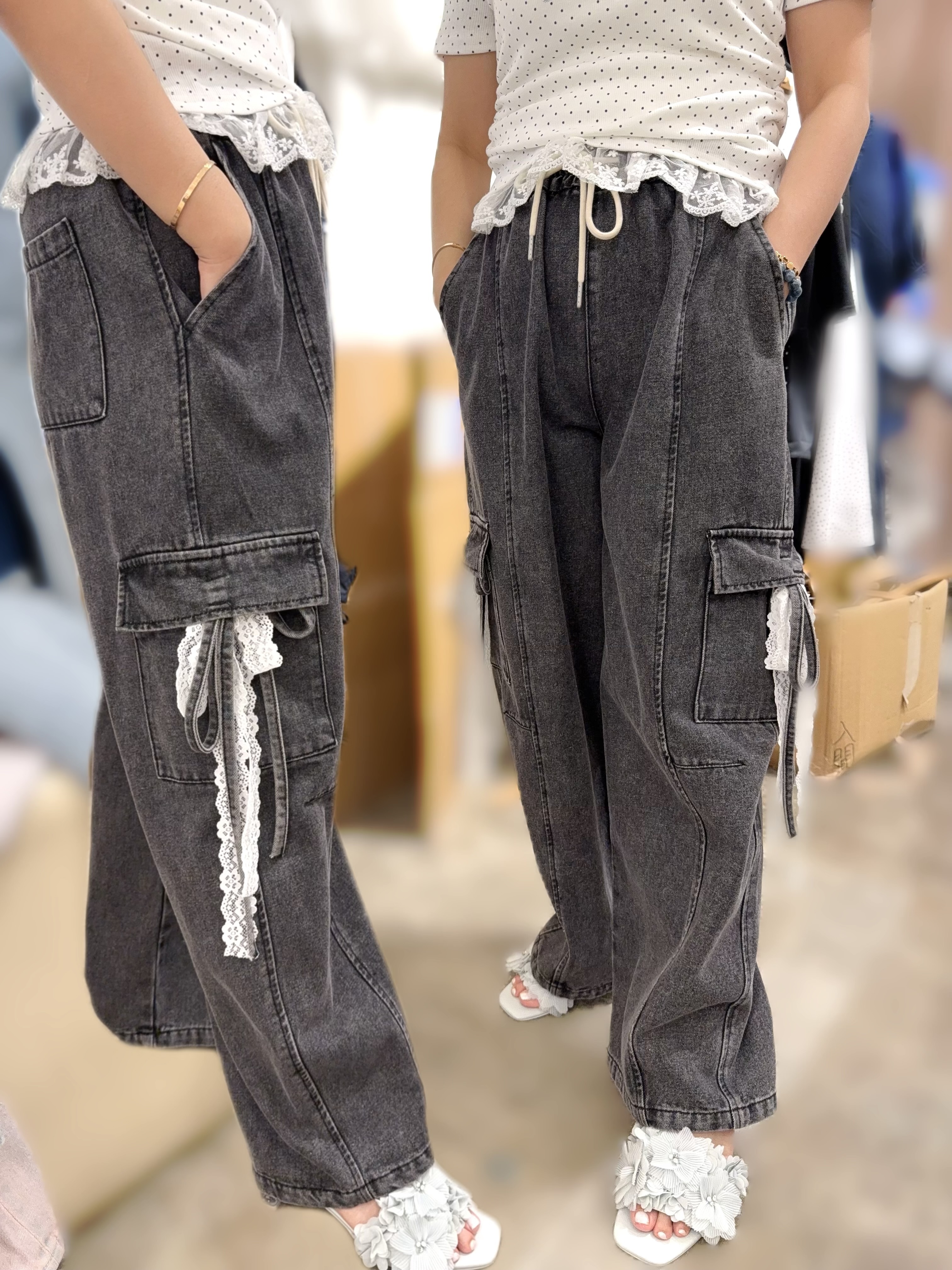 NC42  牛仔褲Lace 腰26-36 長37 hip48 $399