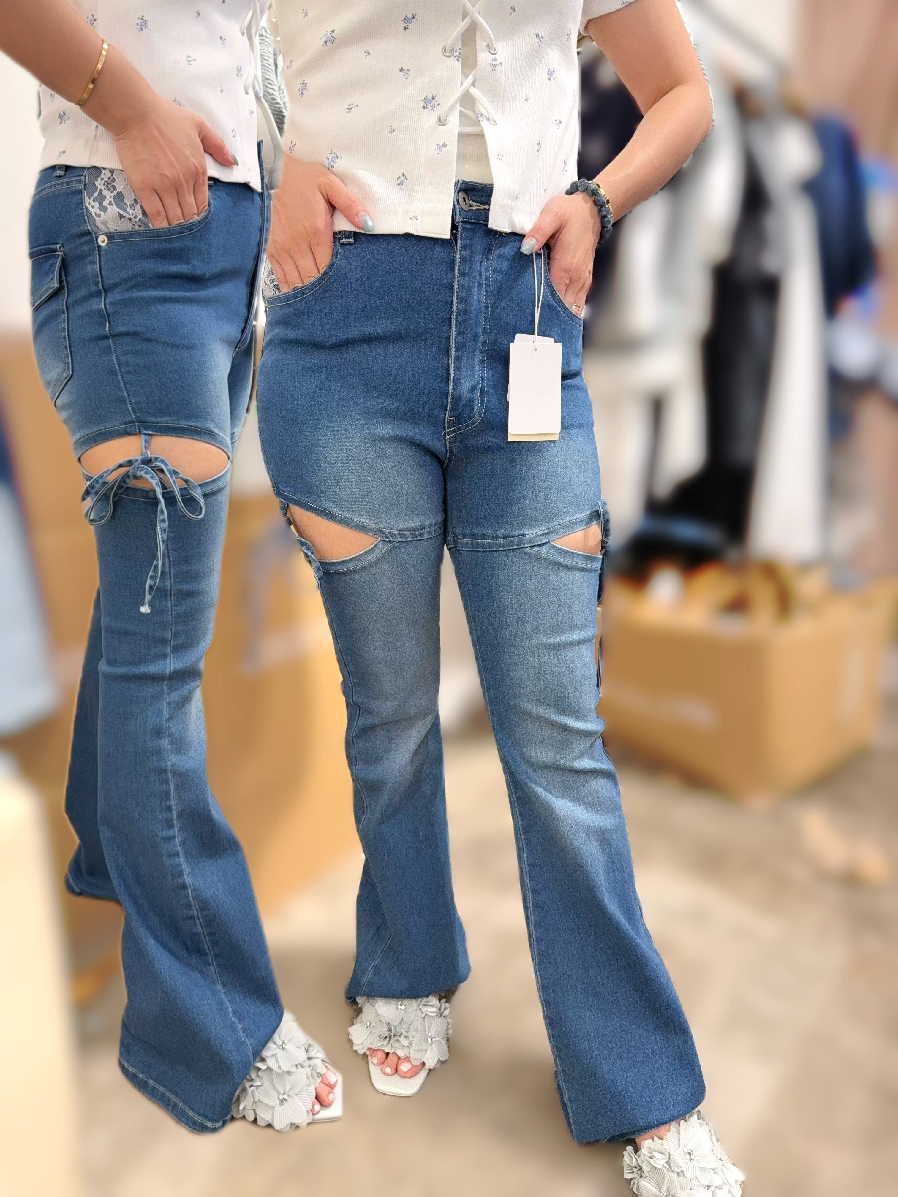 NC20  高腰lace牛仔褲👖 S:腰25-32 長38 hip 36-42  /  M:腰26-33 長48 hip 37-43 $349