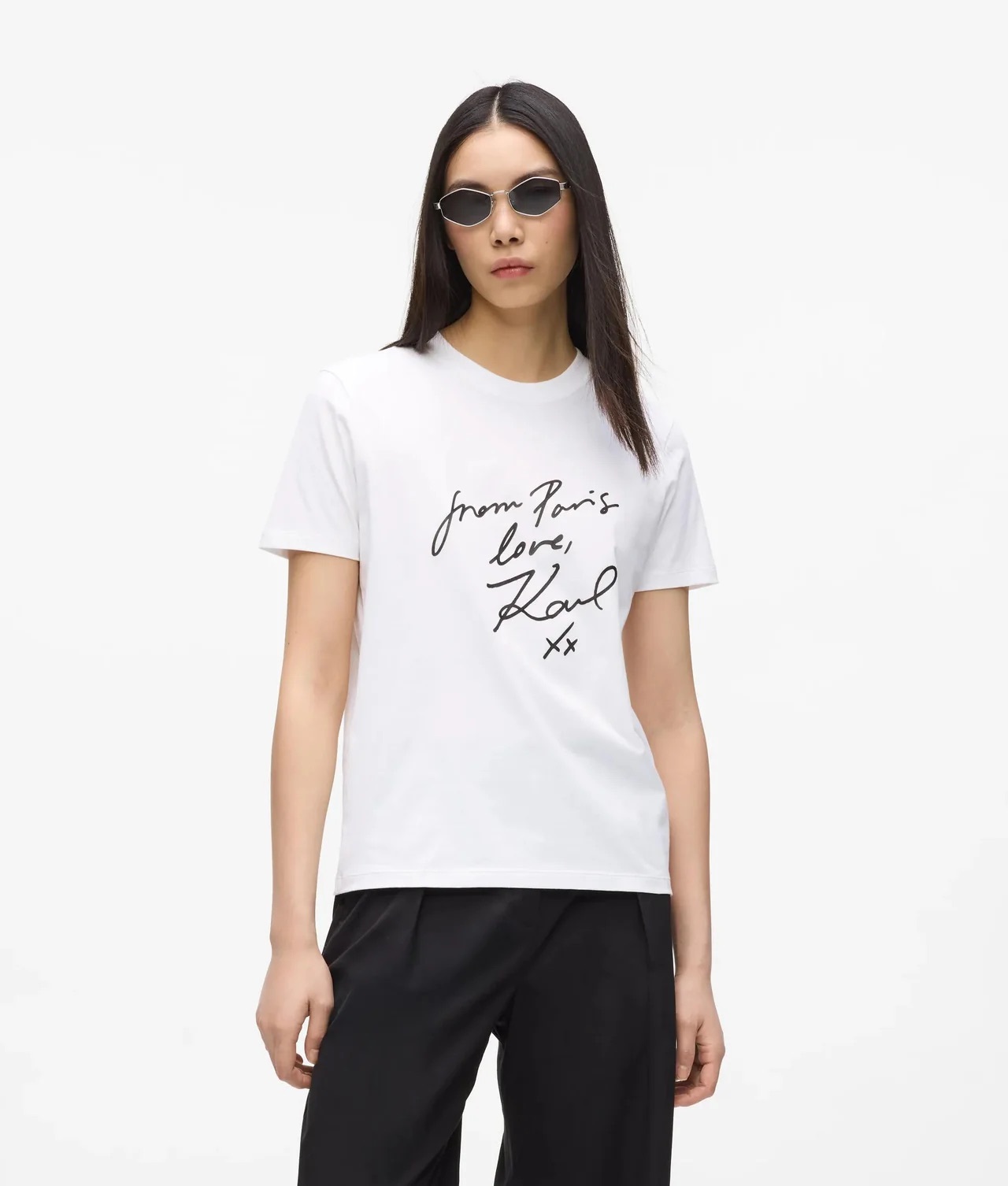KARL Lagerfeld 卡爾拉格斐草寫字母T恤*