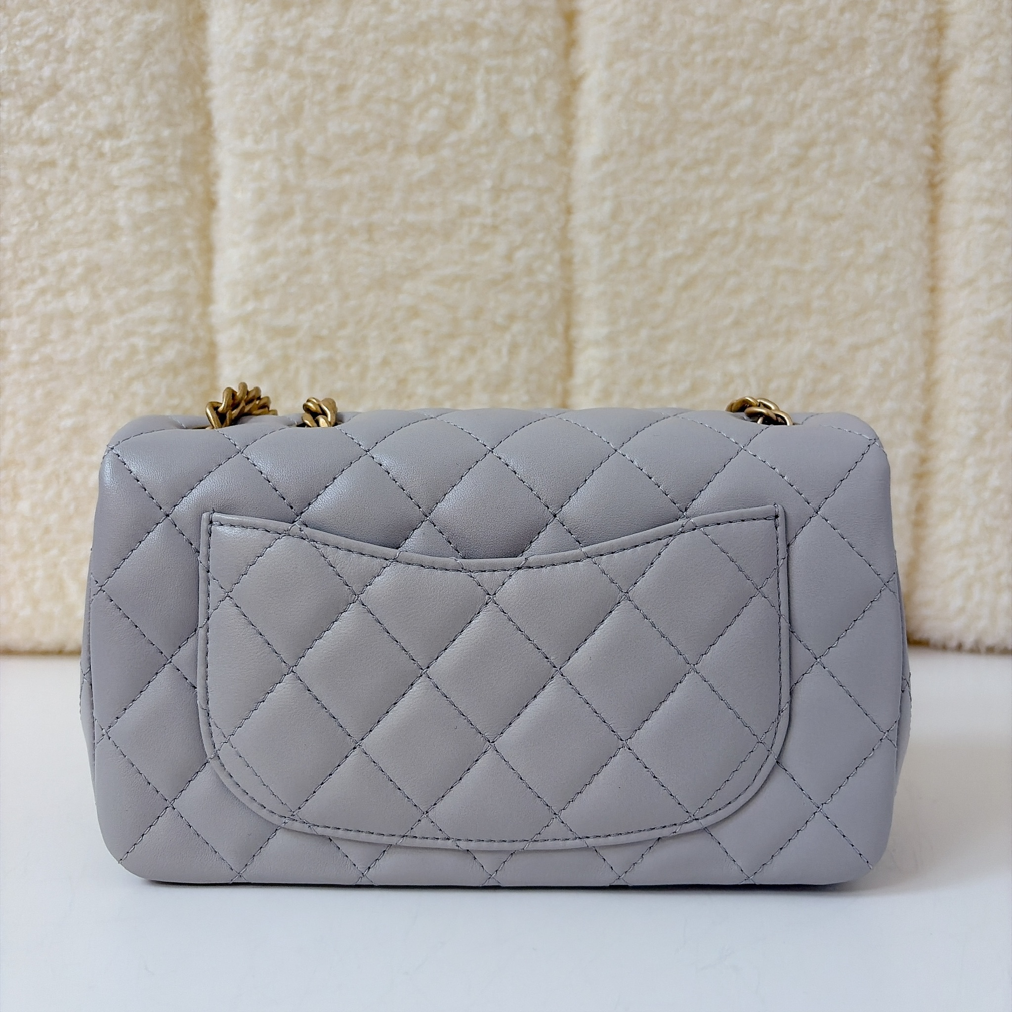 Chanel Camellia Crush Mini Flap Bag - Light Grey / GHW