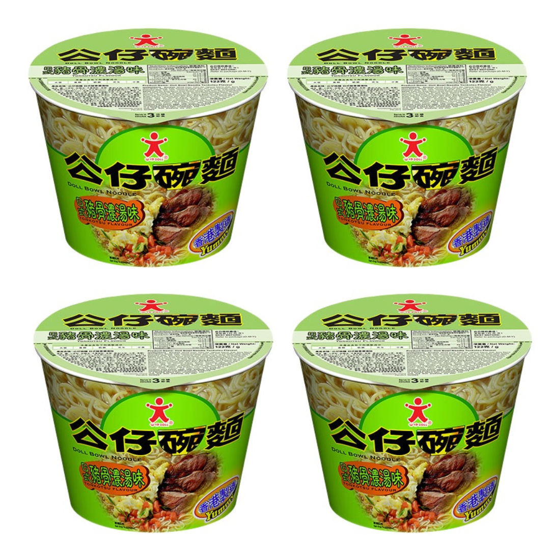 公仔點心 - 日式豬骨濃湯味 公仔麵 即食碗麵 122g X 4 (綠)