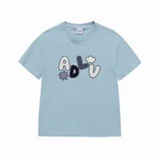 [S] ADLV SKY BLUE WOMAN ADLV APPLIQUE LOGO SHORT SLEEVE T-SHIRT, 26SS-TP-SS-LG-WAQ-SBL (SAV447)