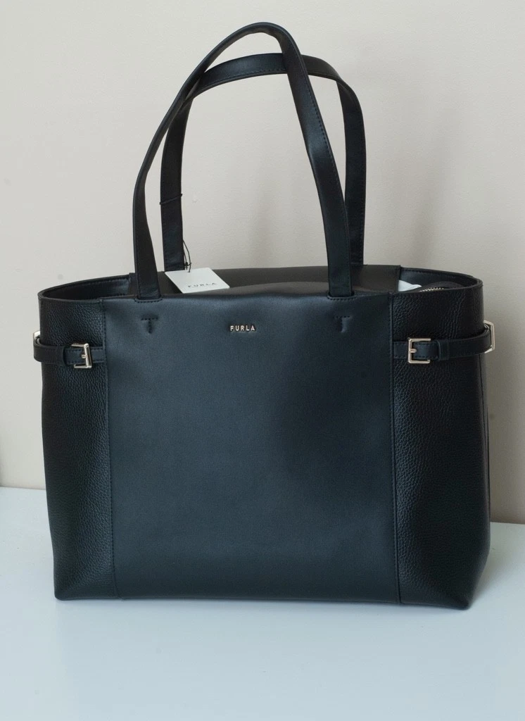 【預購】 Furla  H051632 Aura 黑色皮革托特包