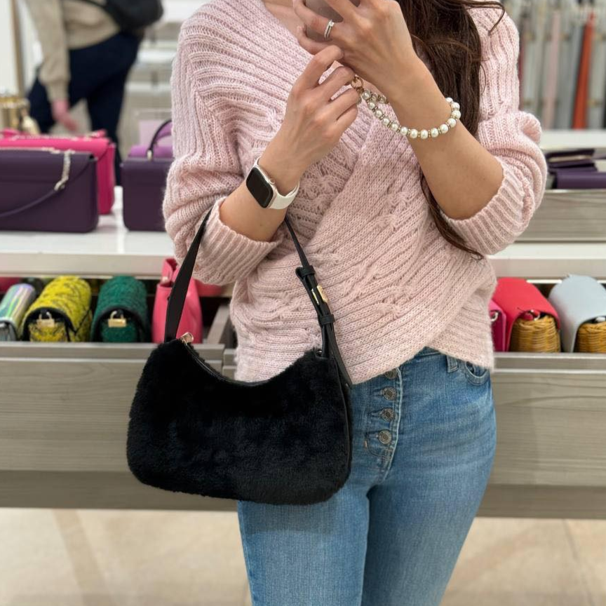 【預購】 Furla  H051633 Febe 黑色毛絨單肩包