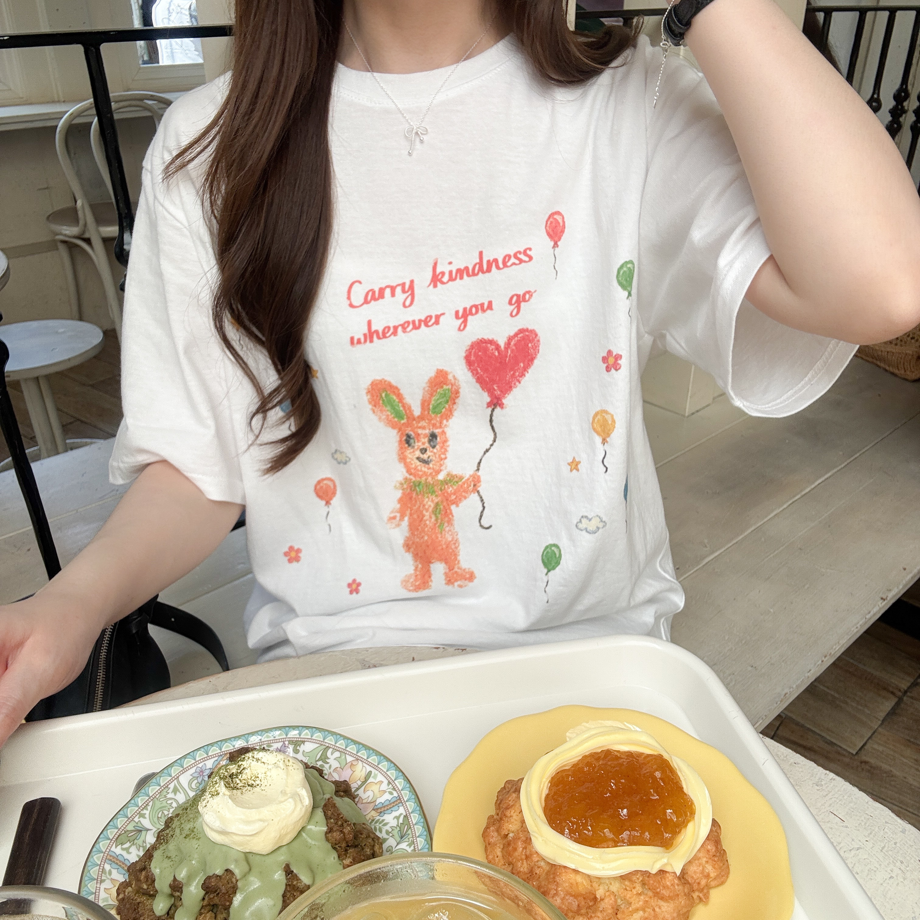 愛心氣球小兔子tee