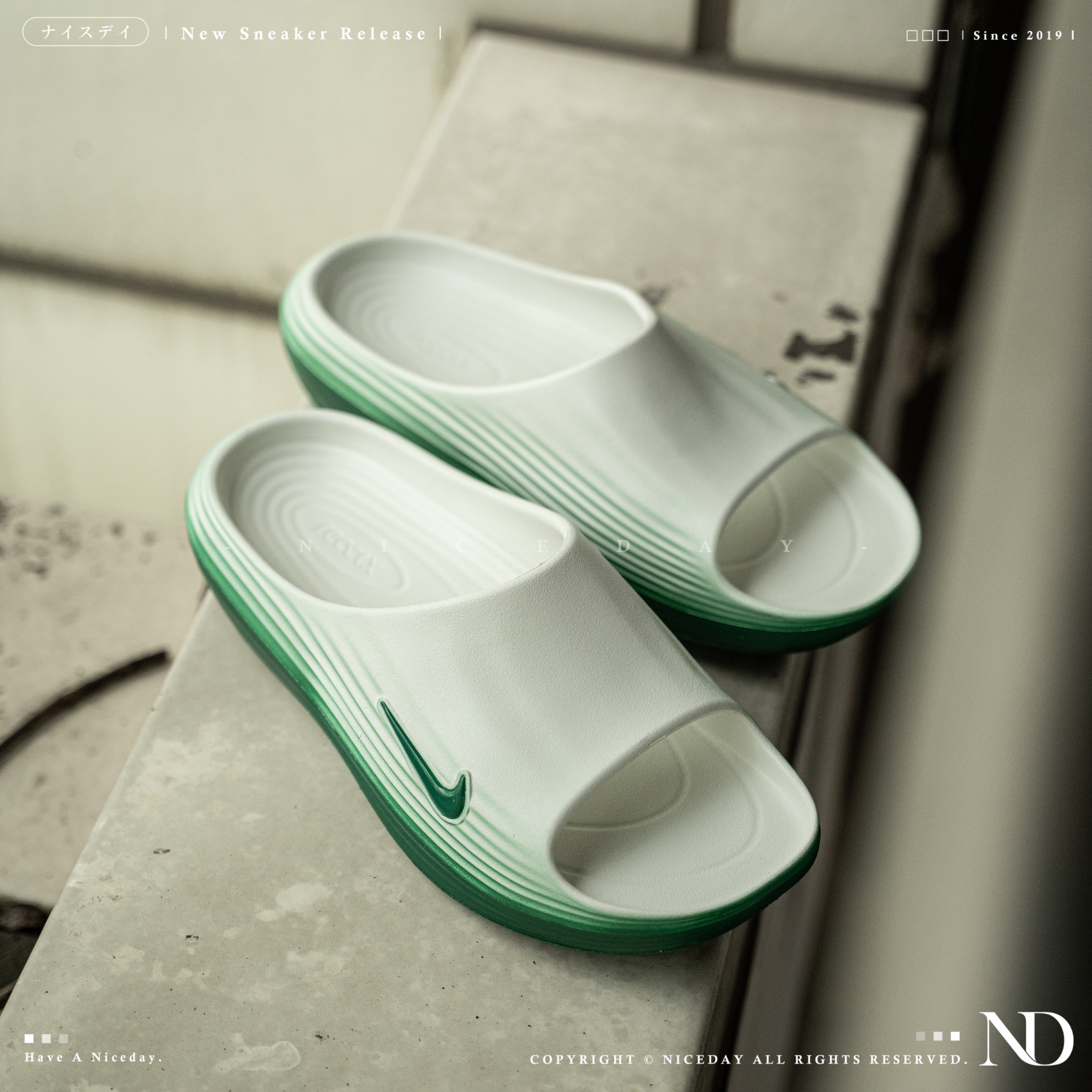 NICEDAY 現貨 Nike React X Rejuven 8 Slide 夏日 拖鞋 綠 白 HV4479-303
