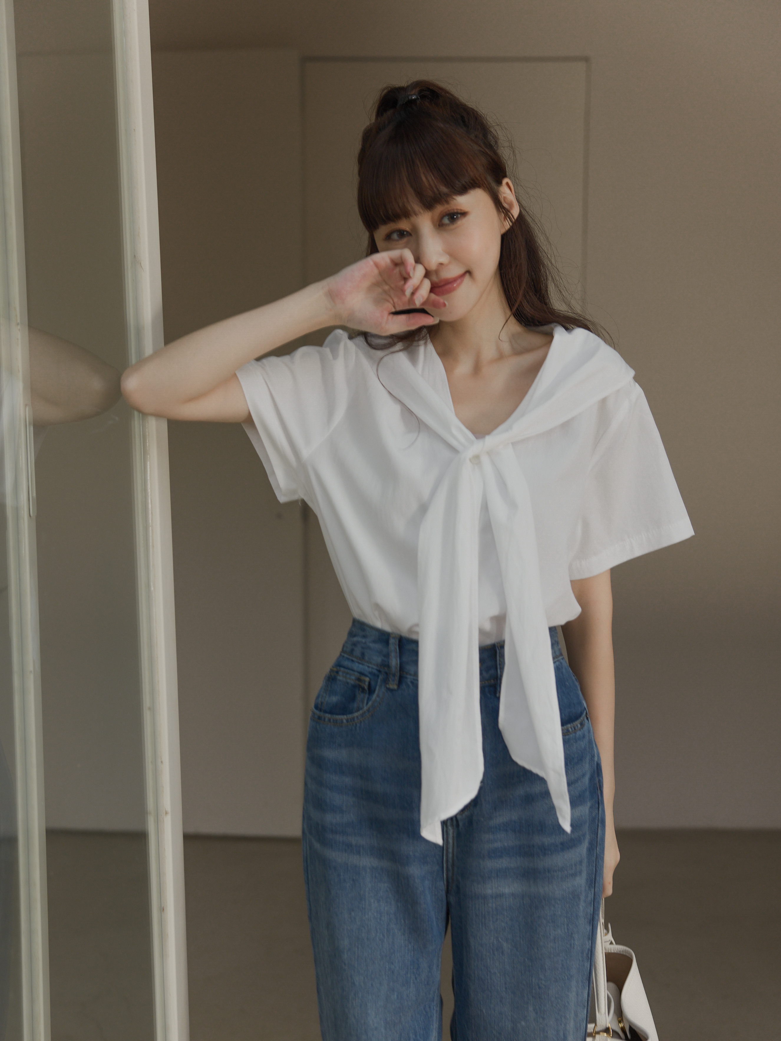 V-Neck Double-Layer Button-Up Shirt