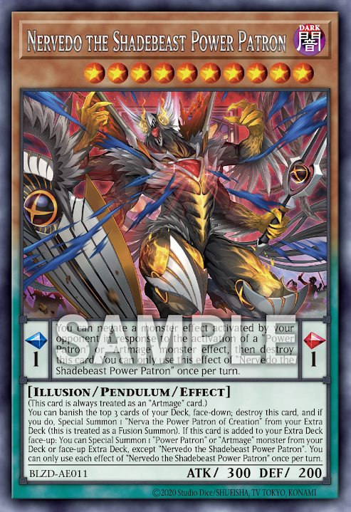 BLZD-AE011 (R/SER)Nervado the Shadebeast Power Patron(獄神影獸 涅魯韋德)