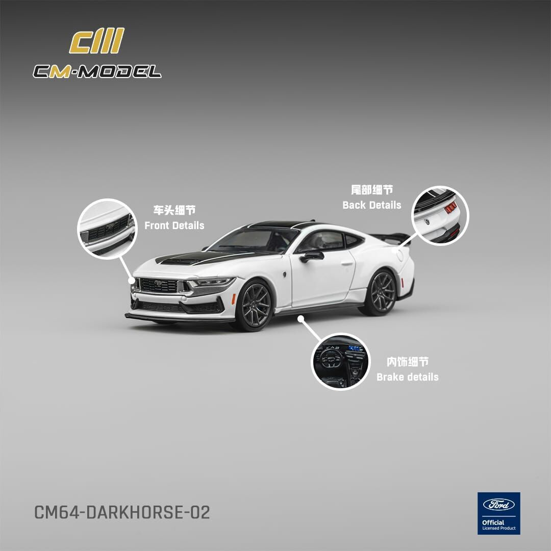 PO-$150 * CM MODEL * 1:64 FORD MUSTANG S650 DARK HORSE OXFORD WHITE
