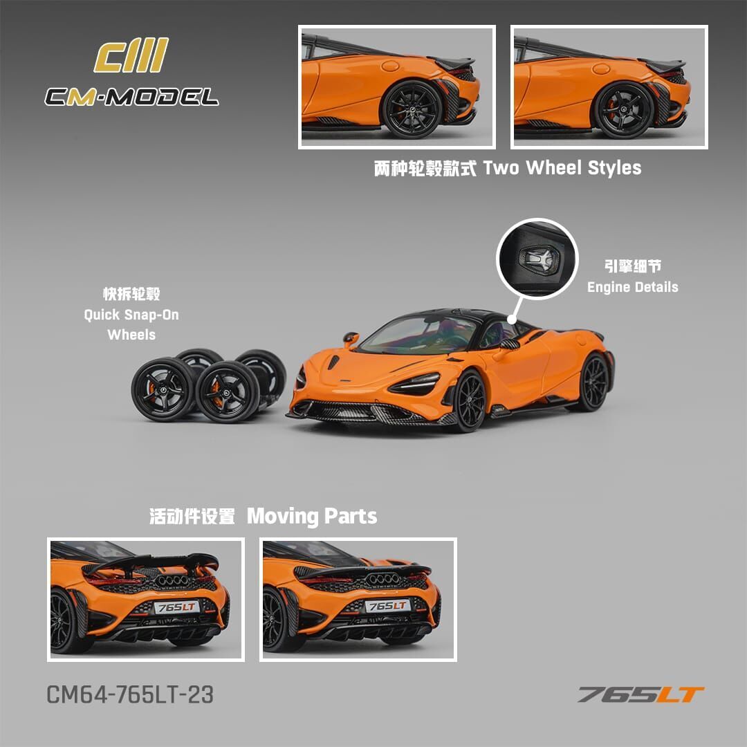 PO-$150 * CM MODEL * 1:64 MCLAREN 765LT PAPAYA ORANGE