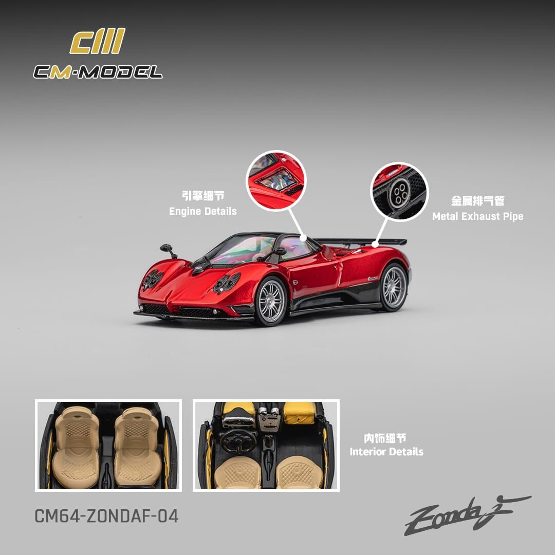 PO-$160 * CM MODEL * 1:64 PAGANI ZONDA F ROSSO DUBAI