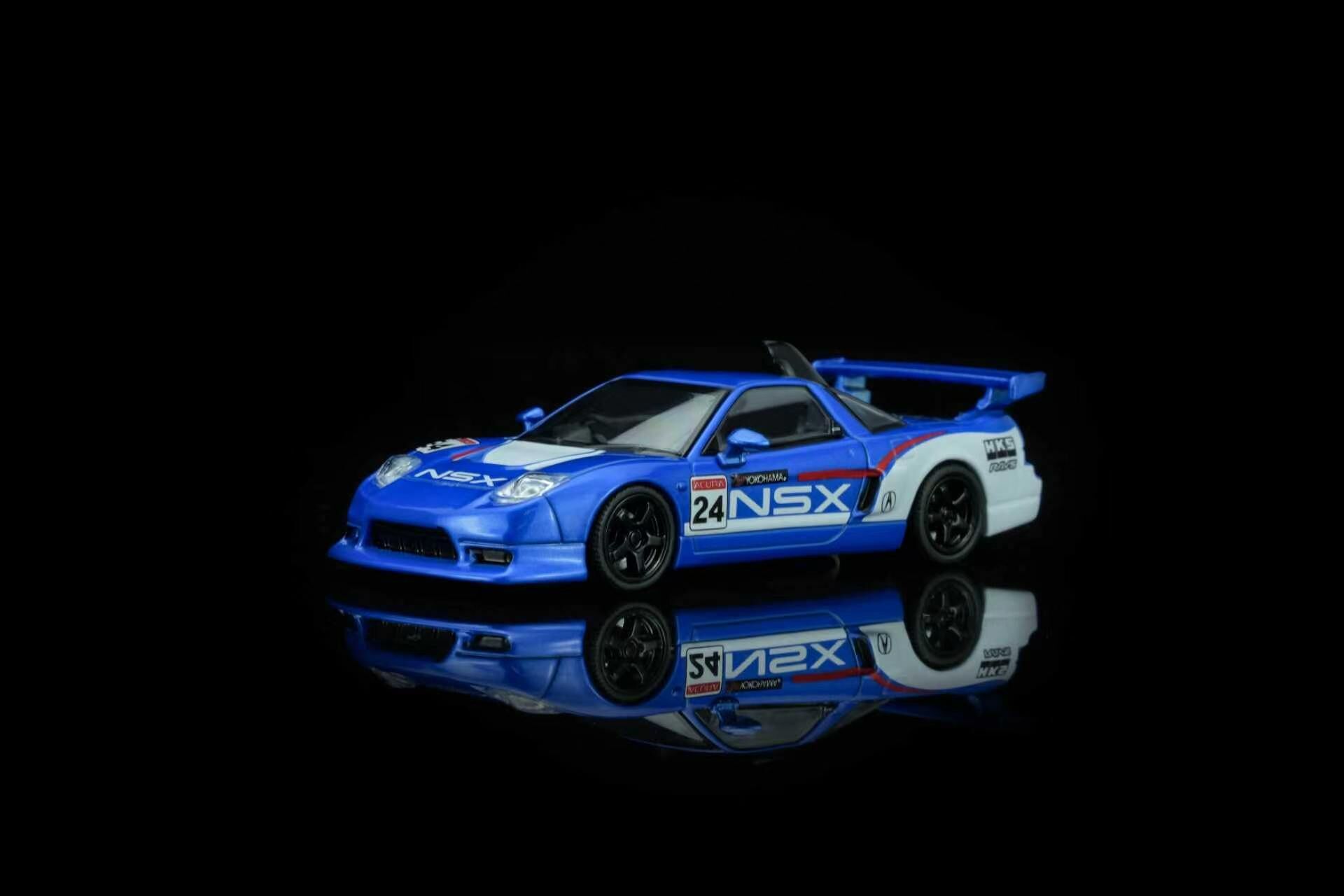 PO-$120 * MOTORHLIX * 1:64 HONDA NSX-R CUSTOM GT BLUE-WHITE RACING LIVERY