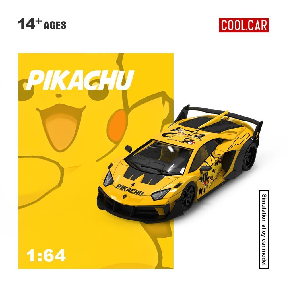 PO-$170 * COOL CAR * 1:64 LAMBORGHINI AVENTADOR GT EVO PIKACHU LIVERY