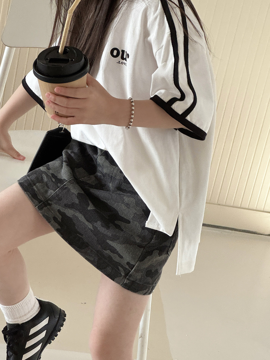 美式寬鬆our側條上衣