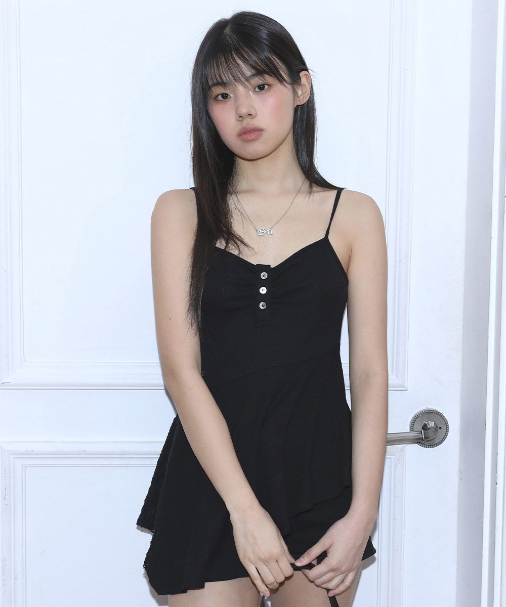 ASON 花瓣印花透視感無袖上衣 黑色 AS_P0000DBH