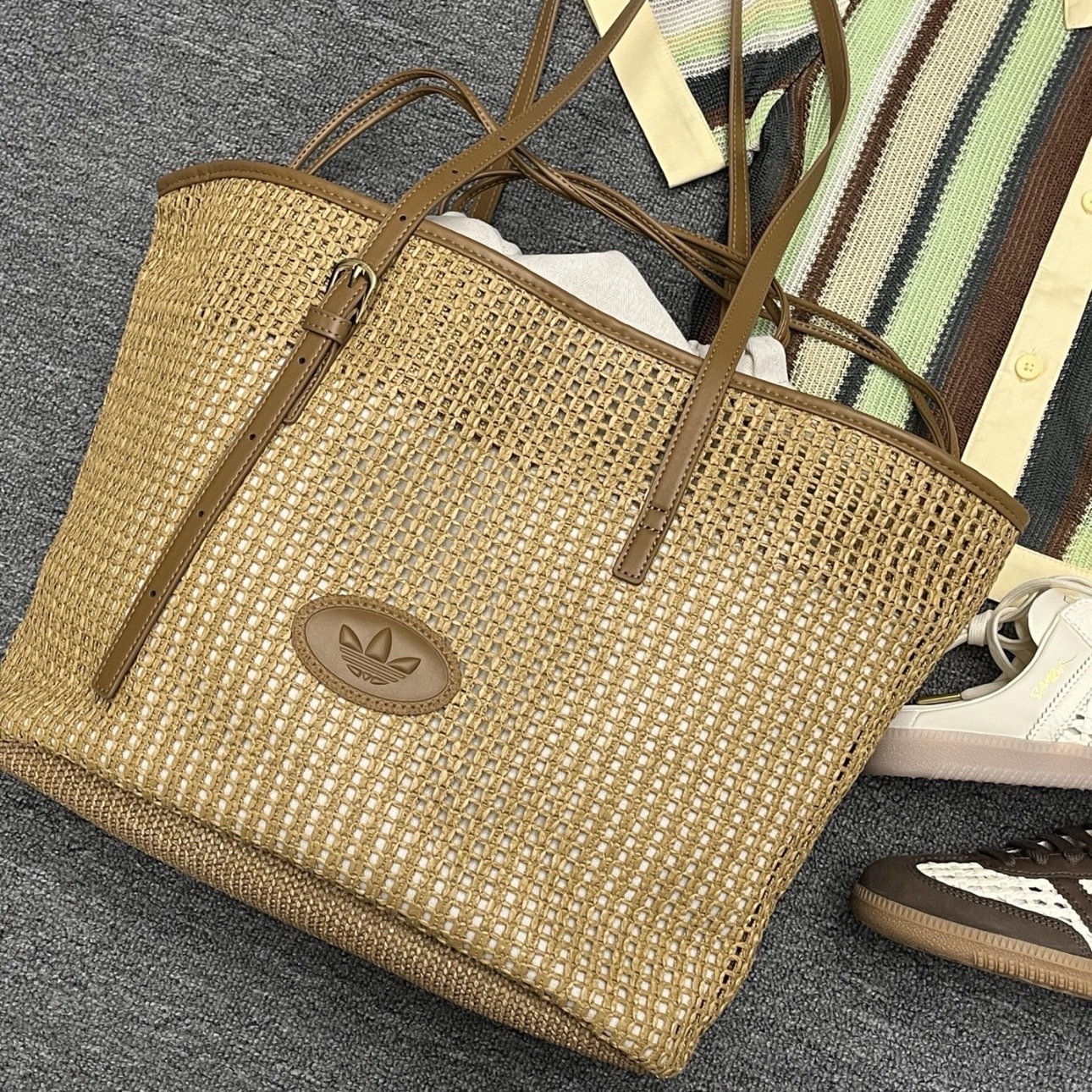 ADIDAS ORIGINALS 度假風 編織簍空 托特包 手提 肩背 愛迪達 LE9846