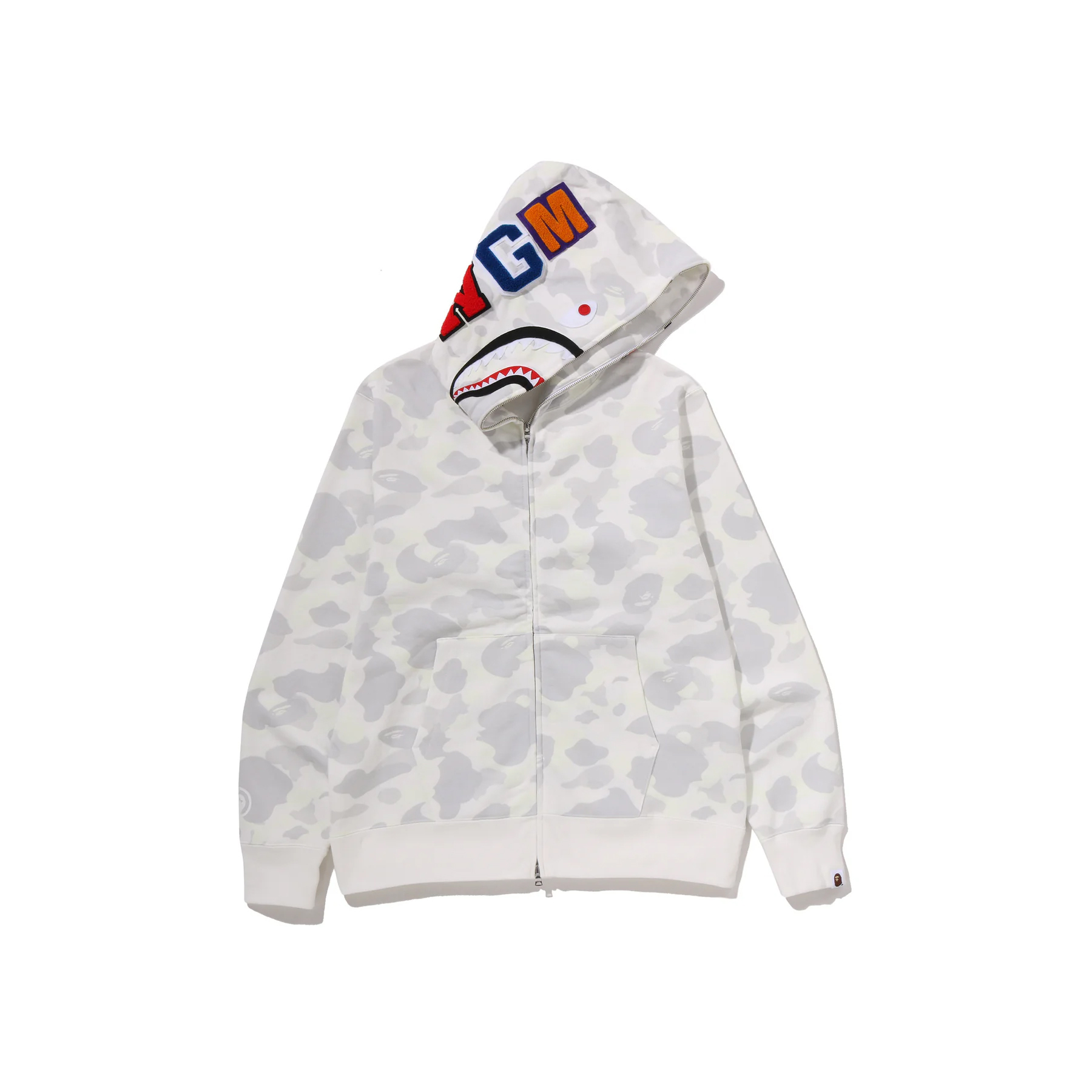 -(B3a01)-A BATHING APE CITY GLOW IN THE DARK CAMO SHARK REGULAR FIT FULL ZIP UP HOODIE SS26 夜光迷彩 鯊魚外套 黑/白-1M30115302