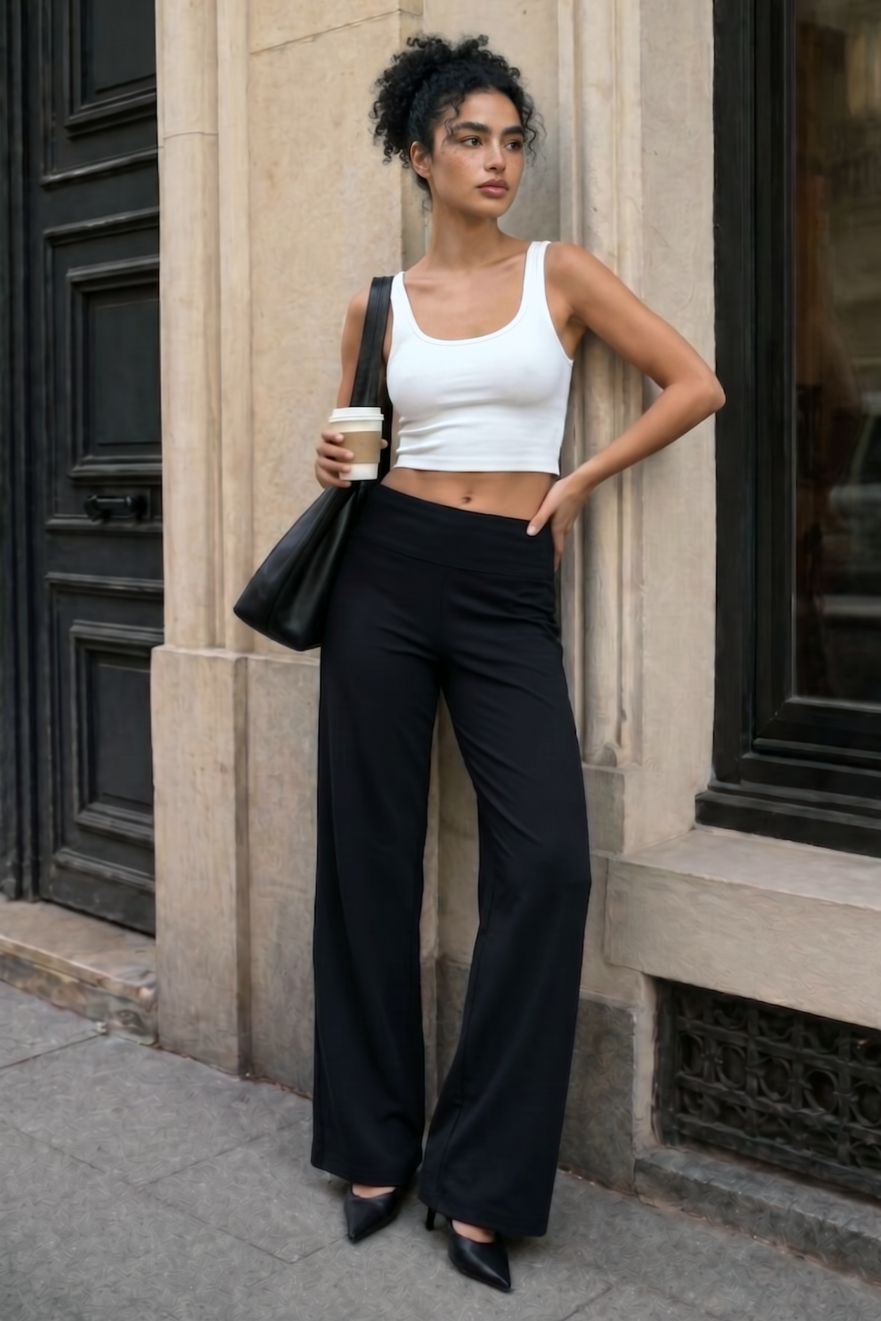 Souple Essentiel Mid-Rise Straight-Leg Flared Pants