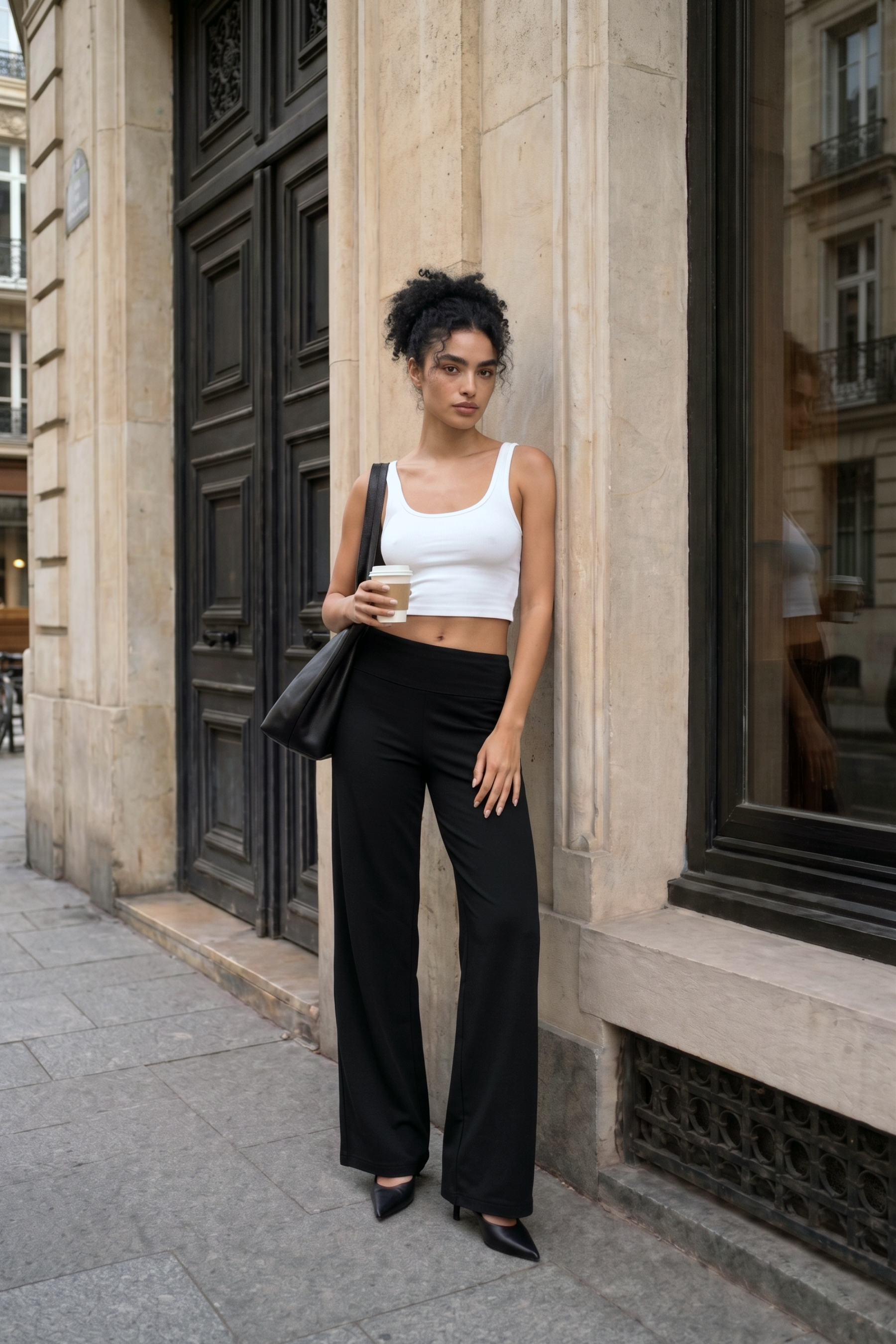 Souple Essentiel Mid-Rise Straight-Leg Flared Pants