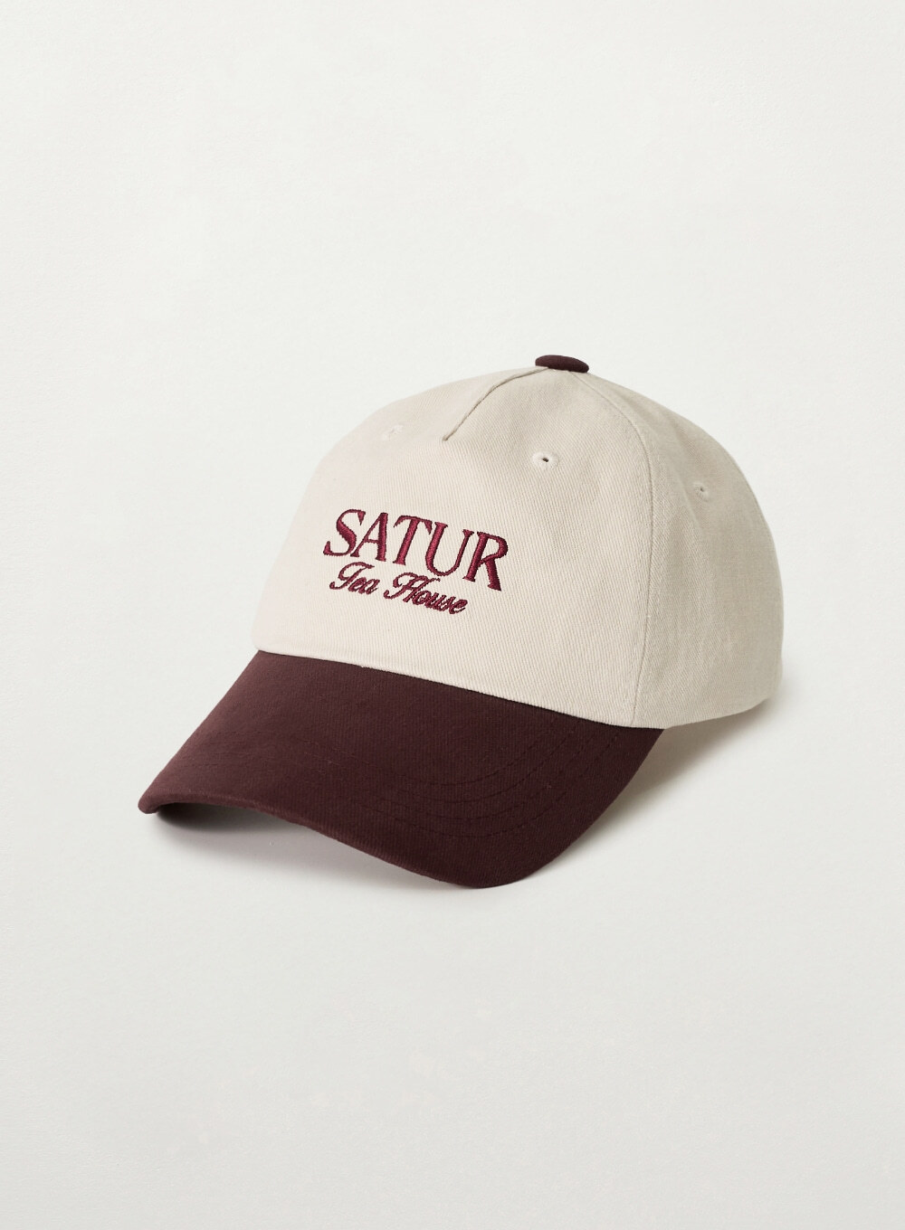 SATUR X Tea House Contrast 5 Panel Ball Cap - Burgundy