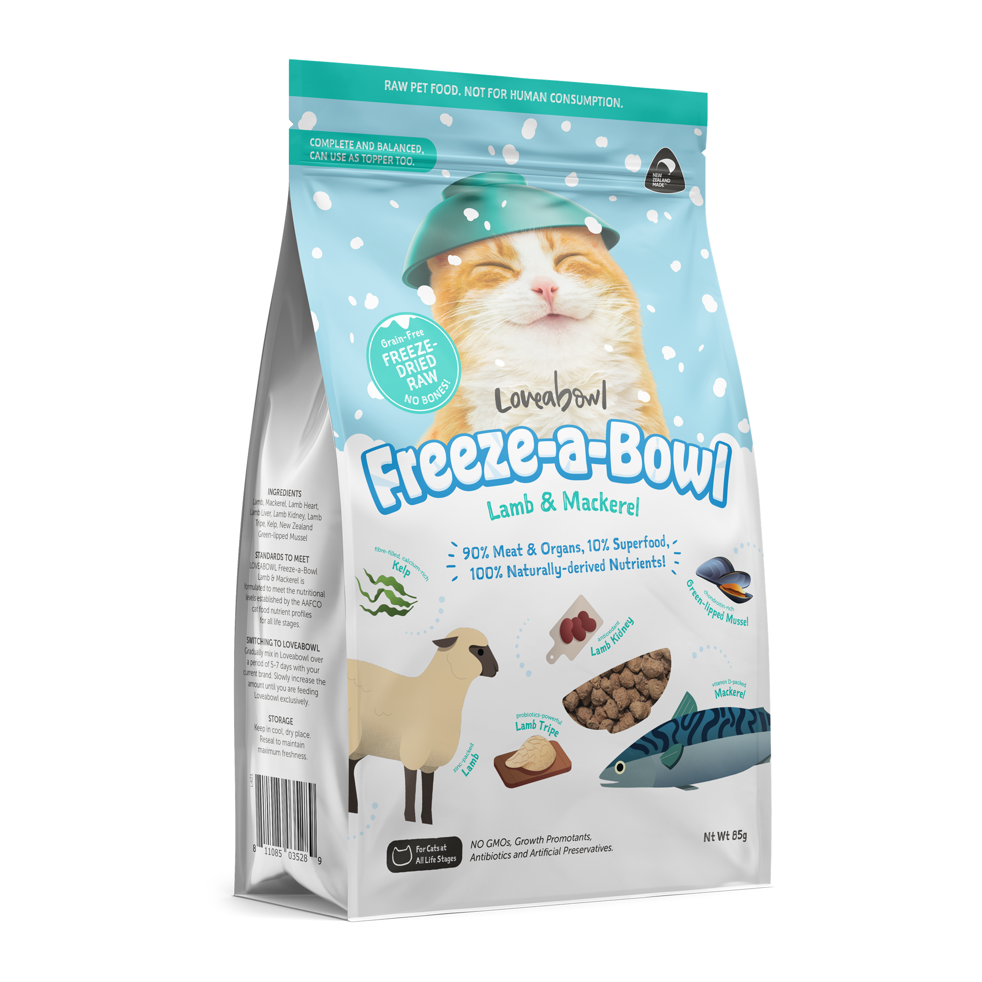 Freezeabowl 凍乾無穀物主食貓糧| 羊肉鯖魚| 85g