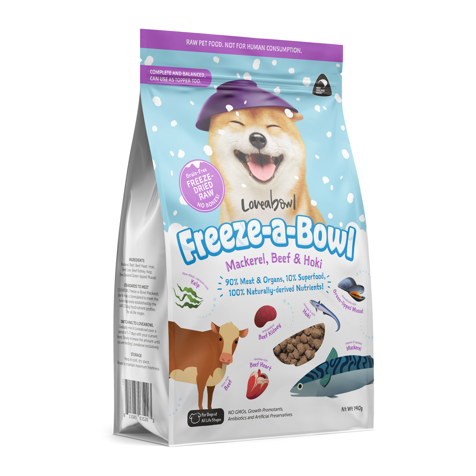 Freezeabowl 凍乾無穀物主食狗糧| 牛肉雙魚| 140g